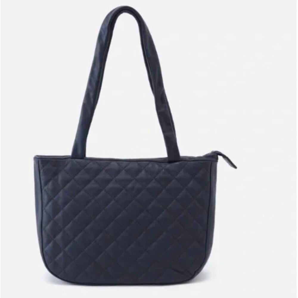 HOBO Quilted Carver Leather Shoulder Bag Navy Blue‎